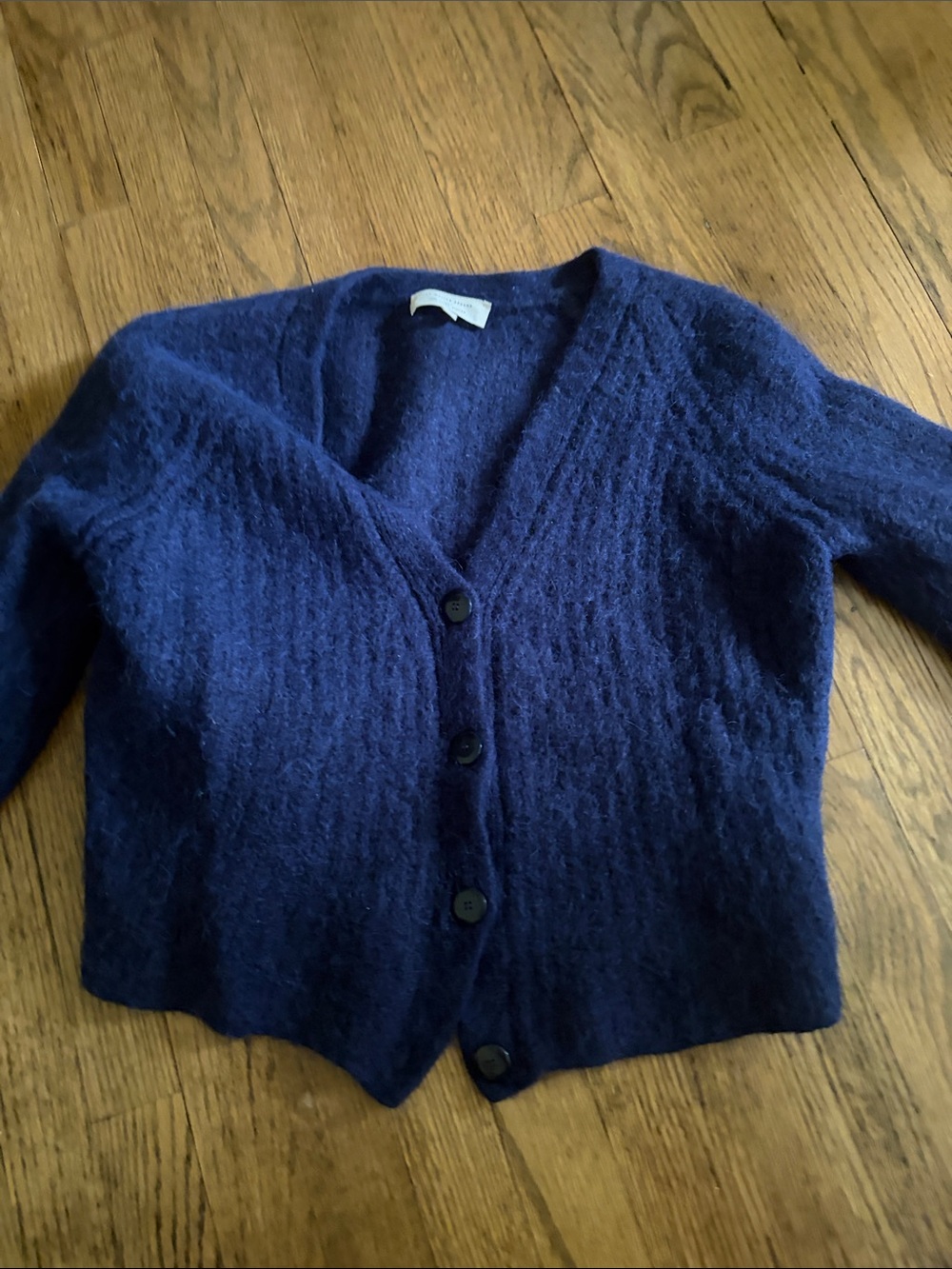 Sezane Navy Blue Cardigan Sweater, Has Shrunk- See Listing For Dimensions